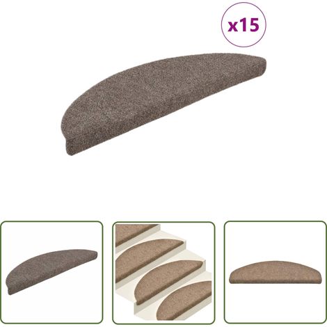 The Living Store Treppenmatten Selbstklebend 15 Stk. Creme 65x21x4cm Nadelvlies - Treppenmatten - Treppenläufer - Trittschutz - Rutschfeste Matte - Nadelvlies (1/5)
