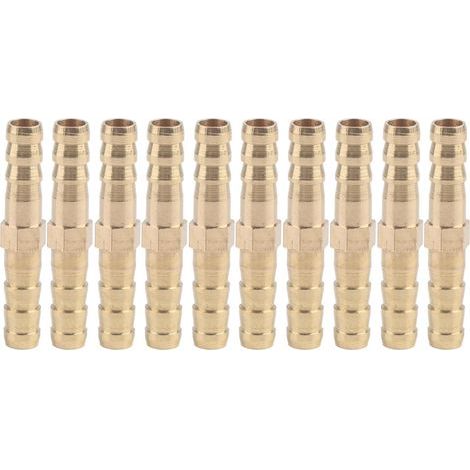 Connecteur Droit Barbelé, Adaptateur de Tuyau Droit Bidirectionnel Laiton Raccord de Tuyau Raccord de Jonction Tube Raccord 6/8/10/12/14/16/20mm(6mm 10pcs). (1/5)