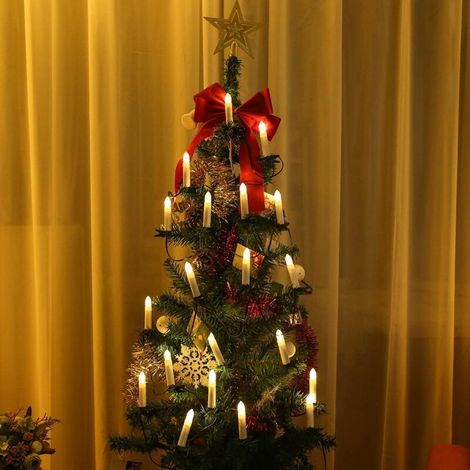 USB-LED-Kerzenlampe, warmweiß, flammenlos, Lichterkette mit Baumclips, Weihnachtsdekoration - Crezuo