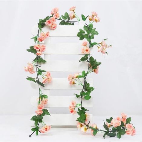 Lot de 3 guirlandes de roses artificielles avec feuillage de lierre 178cm (ROSE) (1/4)