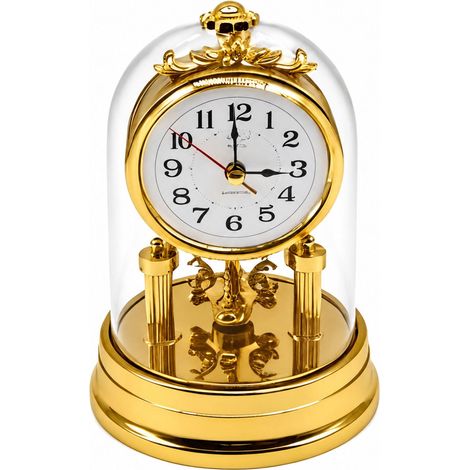 Retro Gold Desk Clock with Rotating Pendulum (1/5)
