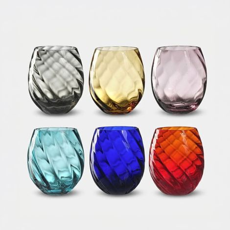 Lot de 6 verres tumbler multicolores en verre décoré Vortice (1/2)