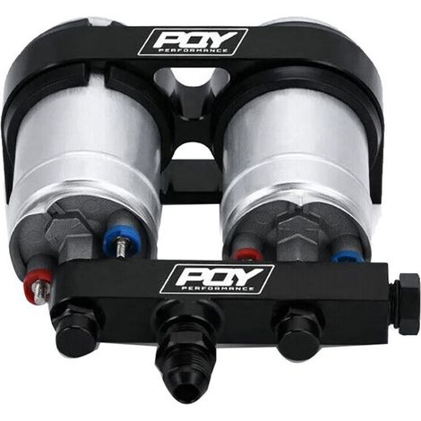 2x 044 Pompe à Carburant Externe Haut Débit + Double Support et Collecteur de Sortie AN8