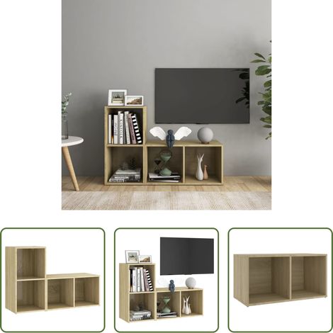 Meuble tv chêne sonoma - Meubles TV 2 pcs Chêne sonoma 72x35x36,5 cm Bois d'ingénierie (1/5)