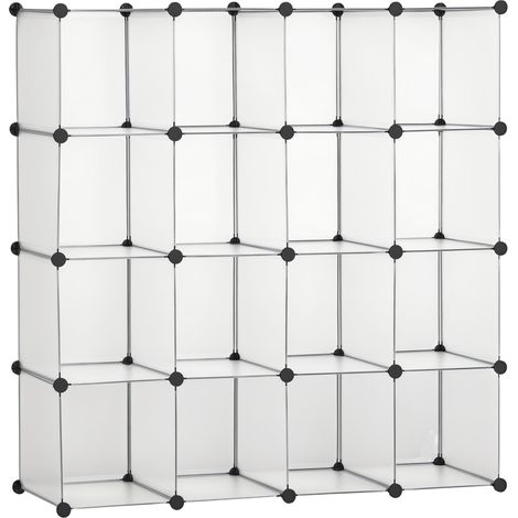 Meuble de rangement modulable, 16 cubes, meuble à chaussures, vêtements, livres, jouets, blanc