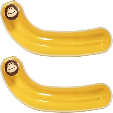 Lot de 2 boîtes à bananes - Boîte de conservation alimentaire - Fermeture à clip - Plastique - 223 x 50 mm - Protection - Jaune (1/4)