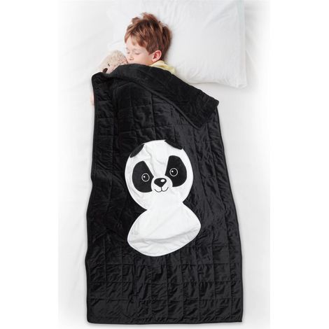 Coussin plaid 100% polyester 110x150 cm collection ANIMAUX panda noir et blanc (1/5)