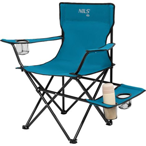 Silla de Turismo, Plegable, Azul-Gris, Diseño Compacto