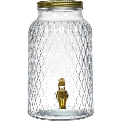 Fontaine à boisson en verre 6L motif diamant avec robinet