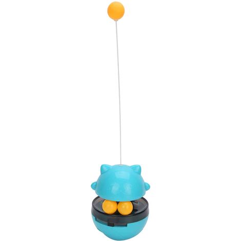 Distributeur de nourriture pour chats avec fuite, en ABS, à rouler, pour l'entraînement à la balle, jouet interactif bleu (1/5)
