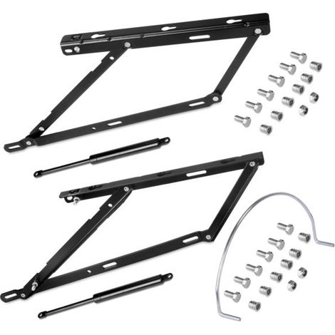 Emuca Juego de mecanismos elevables para cama canapé, apertura frontal, para camas de 135 cm, Acero, Pintado negro - (1/3)