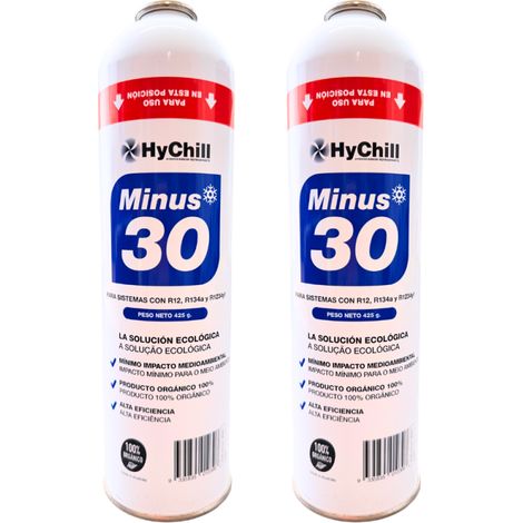 Pack 2 Gas Minus 30 Ecológico 995ml/425g  Sustituto R134a R12 R1234yf  Refrigerante Orgánico Automoción Ahorro