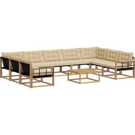 Outdoor Sofa Set with Cushion 10 pcs White and Beige vidaXL (1/5)