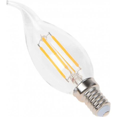 Blanc Neutre - Ampoule filament LED flamme Transparent - E14 - BA35 - 4 W - SMD Epistar - Ecolife Lighting®