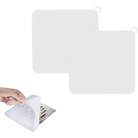 Bouchon Douche,Tapis Anti-Odeur en Silicone pour Siphon de Sol, Bouchons de vidange en Gel de silice, Couvercle désodorisant Anti-Odeur, Joint de Cuisine, désodorisation des égouts 2 pièces (1/4)