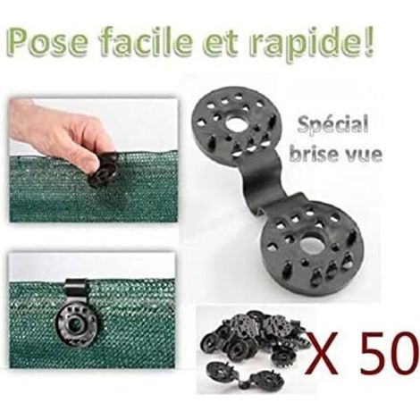 Clips Voiture, Clip spécial avec illet, Fixation Brise Vue occultant pour Toile de clture, Filet d'ombrage, Tissu Coupe-Vent, Attaches Filet exterieurcrochets, Pince Couture Clip (50) (1/4)