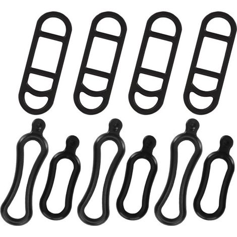 10 cinghie in silicone per bicicletta, anelli elastici in gomma per fari, torce, cellulari e accessori, vari tipi di bicicletta, neri (1/4)