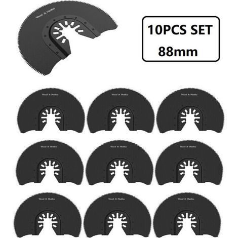 CSPARKV 10pcs Lames de Scie Oscillantes Semi-circulaires, 88mm Diamètre Multi-outils Outils Multifonction Universels à Dégagement Rapide pour Bois Plastique PVC (1/4)