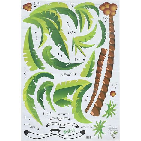 Autocollant mural palmier cocotier, décor de plage tropicale, pour salon (1/5)