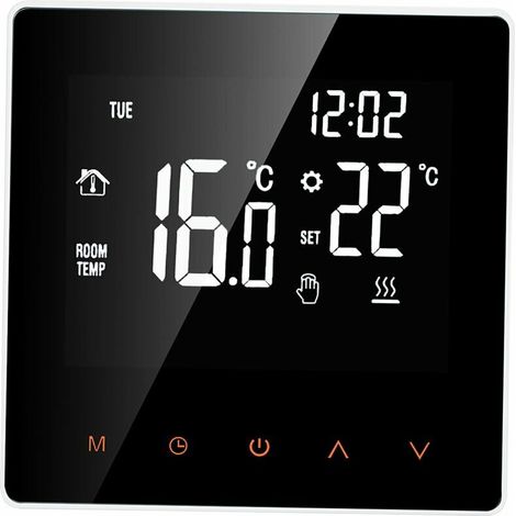 Smart Water/Gas Thermostat Digital Boiler Temperature Controller LCD Touch Screen Programmable Week Antifreeze Water Heater Function Thermostat, White, No WiFi (1/5)