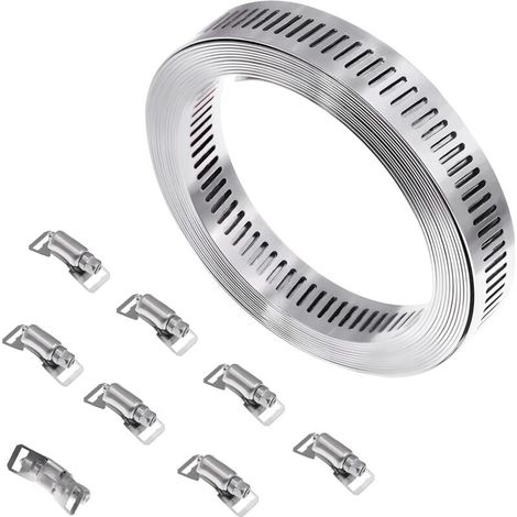 Morsetto per tubo flessibile regolabile in acciaio inossidabile da 3 m con 8 clip (1/4)