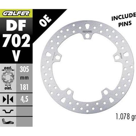 DISCO DE FRENO DELANTERO GALFER BMW R 850/1100/1150/1200 (305X181X4.8) (NG1044)