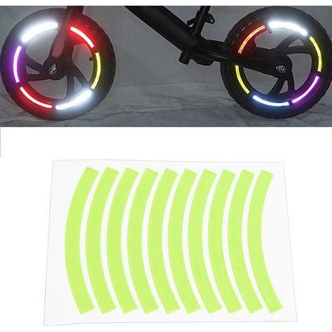 Autocollants Réfléchissants pour Vélo d'Équilibre Enfant - Bandes Adhésives Fluorescentes pour Sécurité Roues - Accessoires Vélo