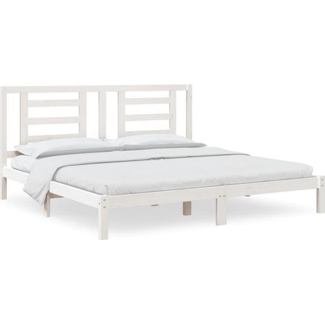 Maison Exclusive - Cadre de lit sans matelas blanc 200x200 cm bois massif de pin (1/5)