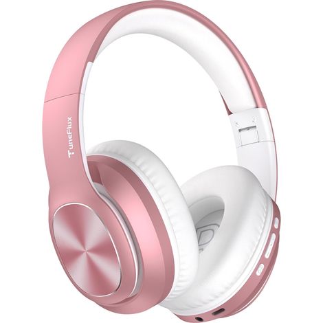Casque Bluetooth sans Fil Over Ear, Autonomie de 80H, 3 Modes de Son 3EQ, écouteurs stéréo HiFi avec Microphone à Basses Profondes, Casque Bluetooth 5.3 Pliable-Or Rose (1/5)