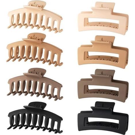 Große Haarspangen in verschiedenen Farben, Set mit 8 Haarspangen für Damen und Mädchen, matte Haarspangen mit Krallenform (1/4)