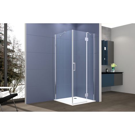 Box doccia 2 lati 70x80 cm fisso + porta un battente H200 cm cristallo 6mm profilo CROMATO PIPPO (1/5)