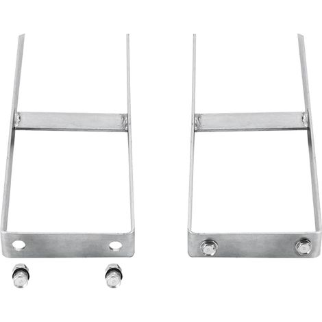 2 piquets de sol pour clôture WPC en acier galvanisé argenté, 40 cm - PANGIVO (1/5)