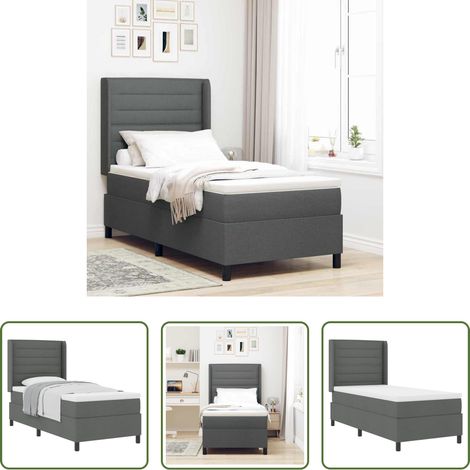 Matratze - Boxspringbett mit Matratze Dunkelgrau 200 x 100 cm Stoff (1/5)