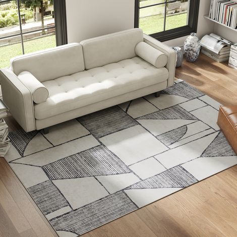 Multicolore - Tapis d’intérieur moderne antidérapant avec lignes géométriques, tapis de salon en polyester, 230x160x0,7 cm (1/4)