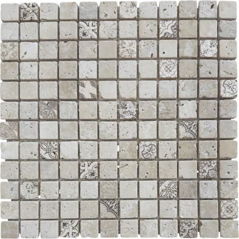 Mosaico in Travertino - ALBEDO PIERRE - AL-236 - 30,5x30,5 cm - Motivi Marroni - Pietra Naturale