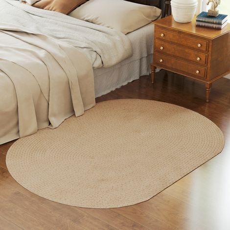 Tapis de salon 170x120 cm Beige rustique tissé à la main lavable à la machine pour Chambre