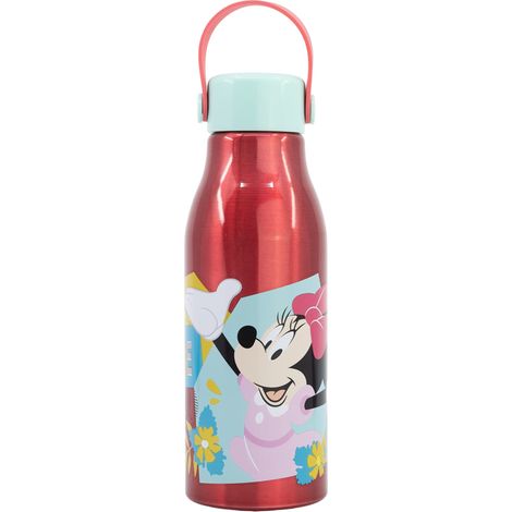 Borraccia Originale Disney Minnie in alluminio per bambini da 760 ml con cappuccio con manico in silicone e coperchio con gancio. (1/2)