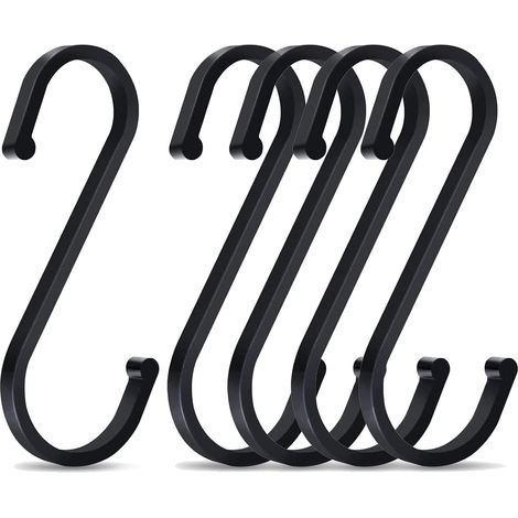 5 Pieces S Hooks, 86mm S Shape Aluminum Hooks, Multifunctional Hook, for Kitchen, Bathroom (Black) (1/5)