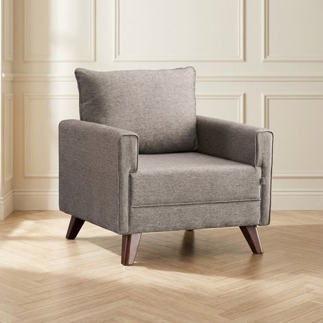 Ländlicher Sessel Taupe Melange aus gewebtem Stoff Bella