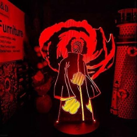Veilleuse 3D Adiqecg, illusion d'optique, cadeau de Noël, Obito Sharingan, lampe LED 3D style anime, veilleuse à couleurs changeantes pour la maison