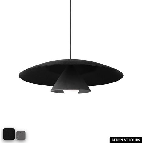 Lampe de suspension en béton velours - OLEMI VELVET CONCRETE NOIR - ANTHRACITE (1/3)