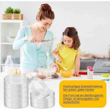 Anneau À Tarte - Acier Inoxydable - Pour Tartes Quiches Et Desserts - Diamètre 10 Cm - Lot De 10 (1/5)