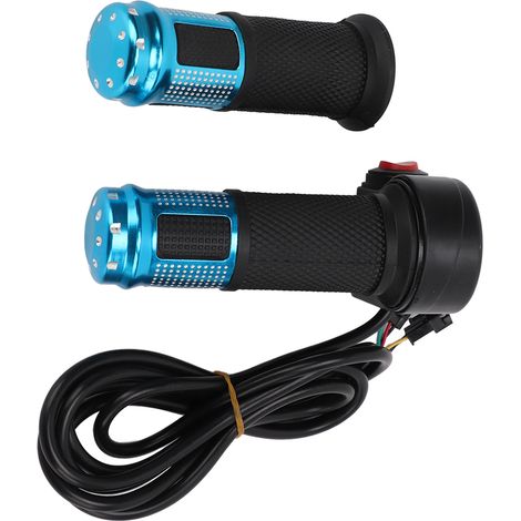 Manette d'accélérateur universelle 12V-99V 6 fils pour vélo électrique avec deux sections trois vitesses, bleue (1/5)