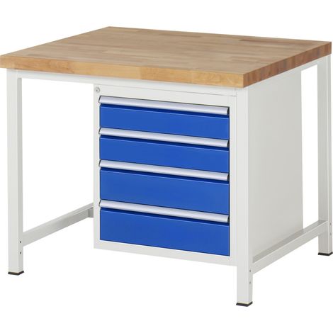 Rau Werkbank höhenverstellbar 8162A1, B1000xT900xH840-1040mm, 4x Schublade-TA (1/5)