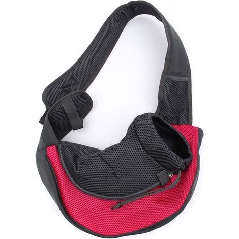 TEMPSA Sac de transport bandoulière avant pour petit chien chat voyage M Rouge (1/3)