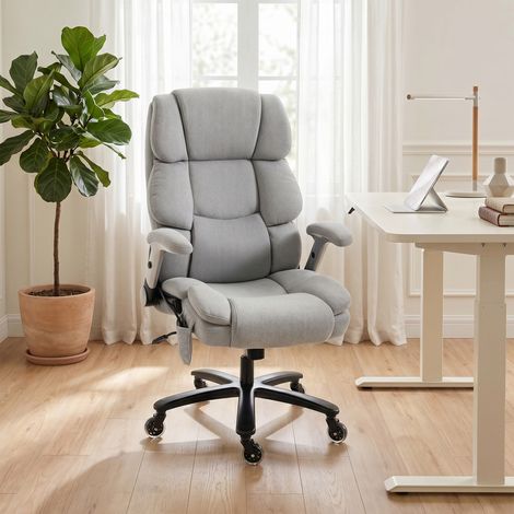 Chaise de bureau avec soutien lombaire airbag, fauteuil de travail à accoudoirs relevables, ressorts ensachés, gris clair (1/5)