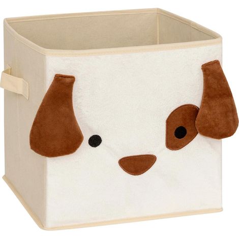 Boîte de Rangement Pliable "Chien" 29x29cm Beige (1/2)