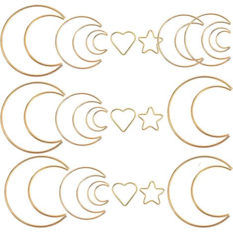 Lot de 20 anneaux attrape-rêves en métal en forme de lune pour décoration et loisirs créatifs.-15x14cm-Golden (1/3)