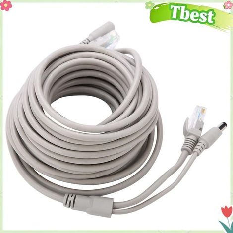 Tbest RJ45+DC Câble de vidéosurveillance Ethernet RJ45 + DC 5M/10M/15M/20M pour caméras IP informatique video 1500 cm/49,2 pieds (1/5)
