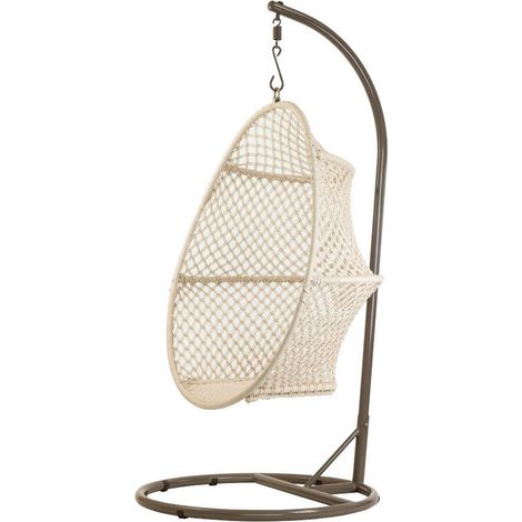 Fauteuil œuf suspendu en macramé coton - Jardiline (1/4)